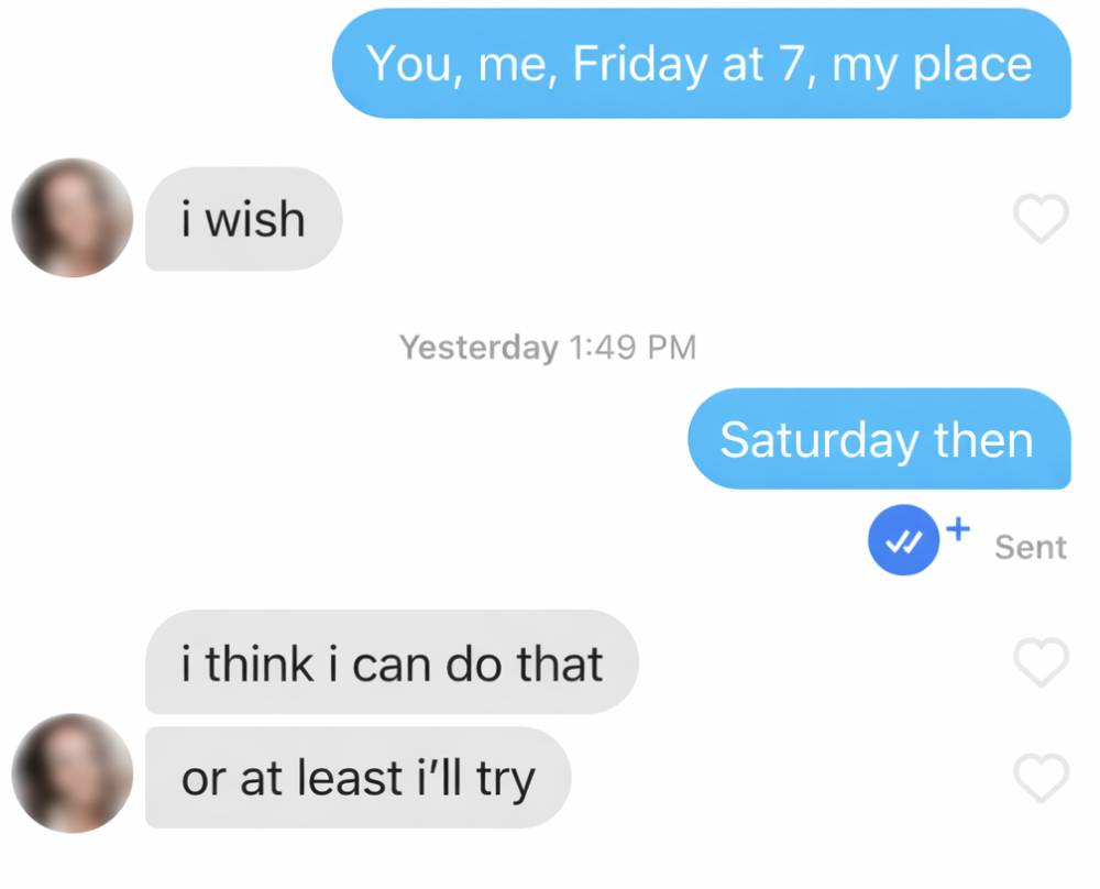 Text exchange — Rizz Help suggests replies